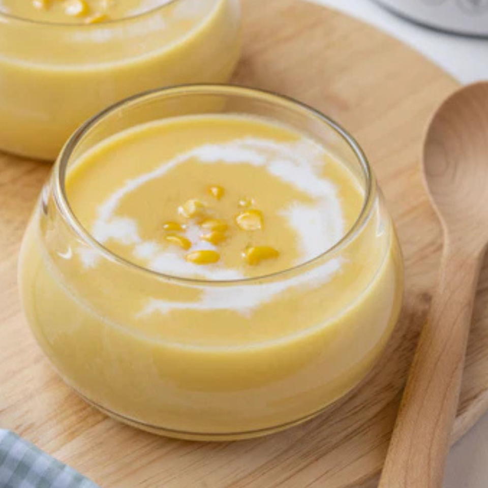 洋食のお供に!冷静とうもろこしの豆乳ポタージュ